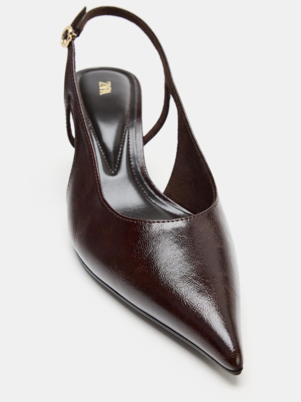 ZARA Brown Slingback Heels Size US 8 - Picture 4 of 6